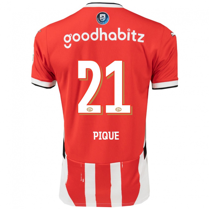 Kandiny Gyermek Naomi Piqué #21 Piros Fehér Hazai Jersey 2024/25 Mez Póló Ing