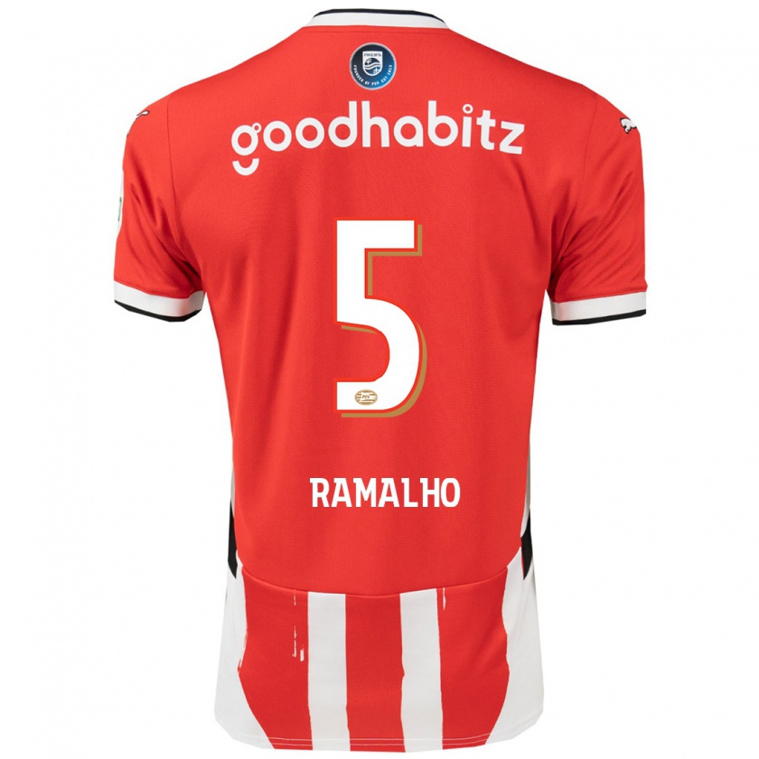 Kandiny Gyermek André Ramalho #5 Piros Fehér Hazai Jersey 2024/25 Mez Póló Ing