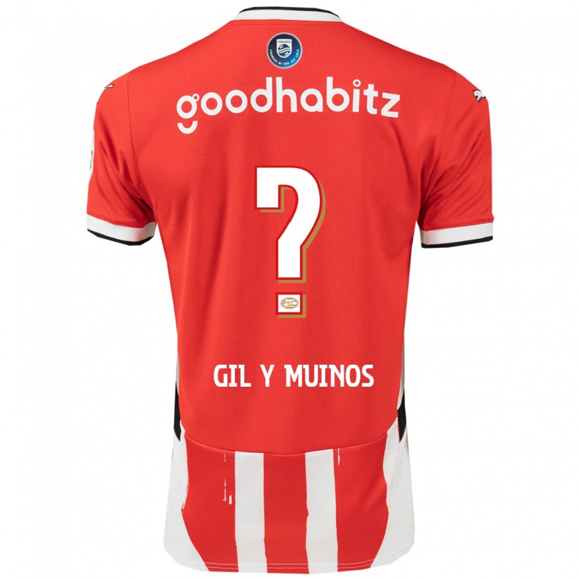 Kandiny Gyermek Yaël Gil Y Muiños #0 Piros Fehér Hazai Jersey 2024/25 Mez Póló Ing