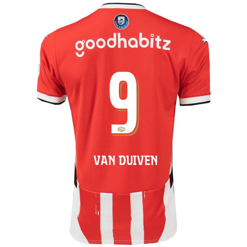 Kandiny Gyermek Jason Van Duiven #9 Piros Fehér Hazai Jersey 2024/25 Mez Póló Ing