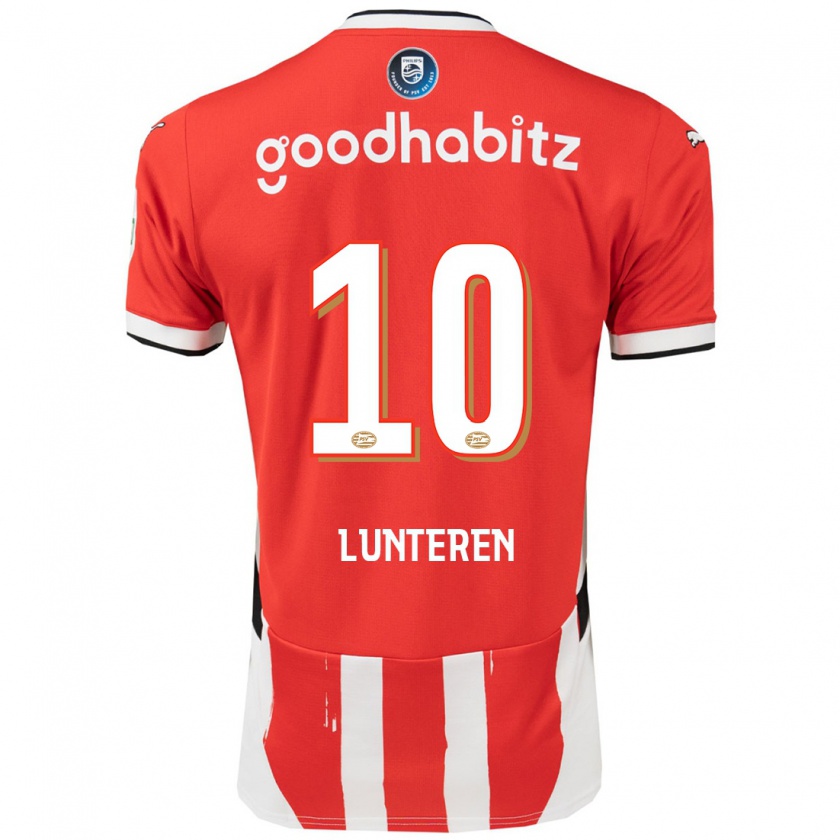 Kandiny Gyermek Desiree Van Lunteren #10 Piros Fehér Hazai Jersey 2024/25 Mez Póló Ing