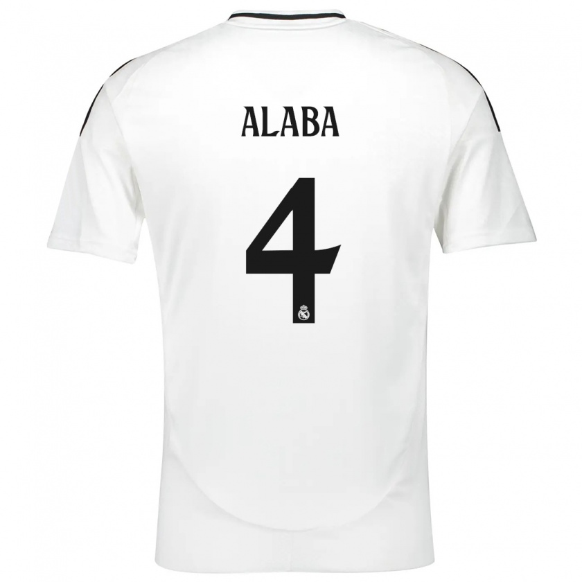 Kandiny Gyermek David Alaba #4 Fehér Hazai Jersey 2024/25 Mez Póló Ing