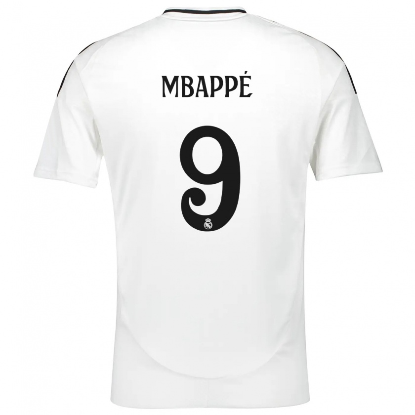 Kandiny Gyermek Kylian Mbappé #9 Fehér Hazai Jersey 2024/25 Mez Póló Ing