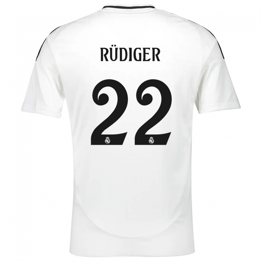 Kandiny Gyermek Antonio Rüdiger #22 Fehér Hazai Jersey 2024/25 Mez Póló Ing