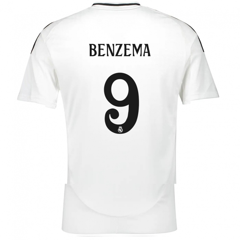 Kandiny Gyermek Karim Benzema #9 Fehér Hazai Jersey 2024/25 Mez Póló Ing