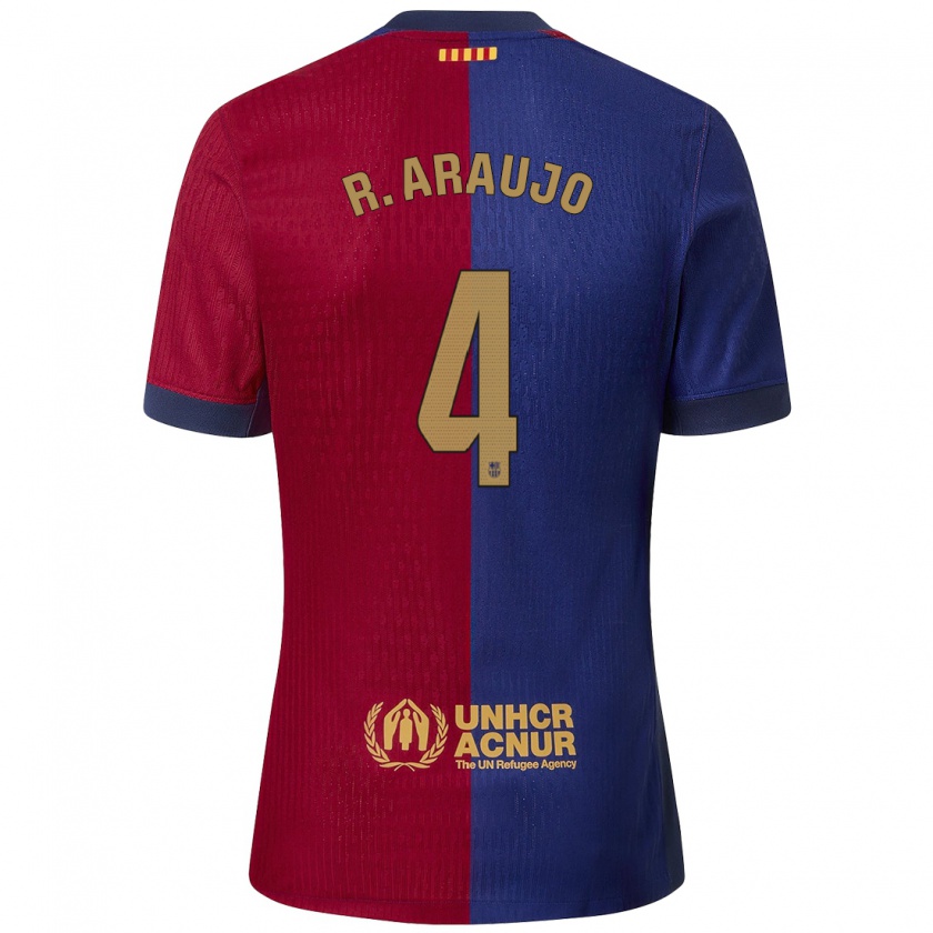 Kandiny Gyermek Ronald Araujo #4 Kék Piros Hazai Jersey 2024/25 Mez Póló Ing