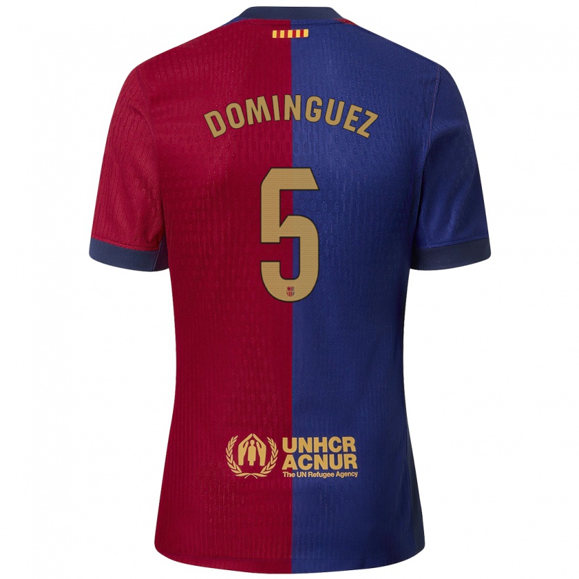 Kandiny Gyermek Sergi Domínguez #5 Kék Piros Hazai Jersey 2024/25 Mez Póló Ing