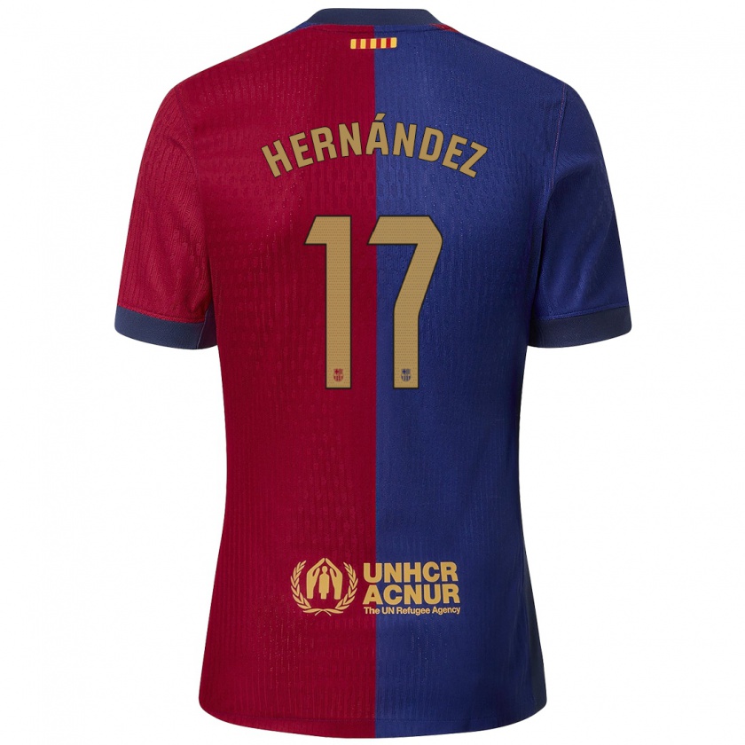 Kandiny Gyermek Juan Hernández #17 Kék Piros Hazai Jersey 2024/25 Mez Póló Ing