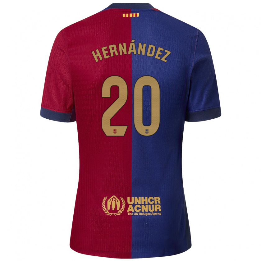 Kandiny Gyermek Unai Hernández #20 Kék Piros Hazai Jersey 2024/25 Mez Póló Ing