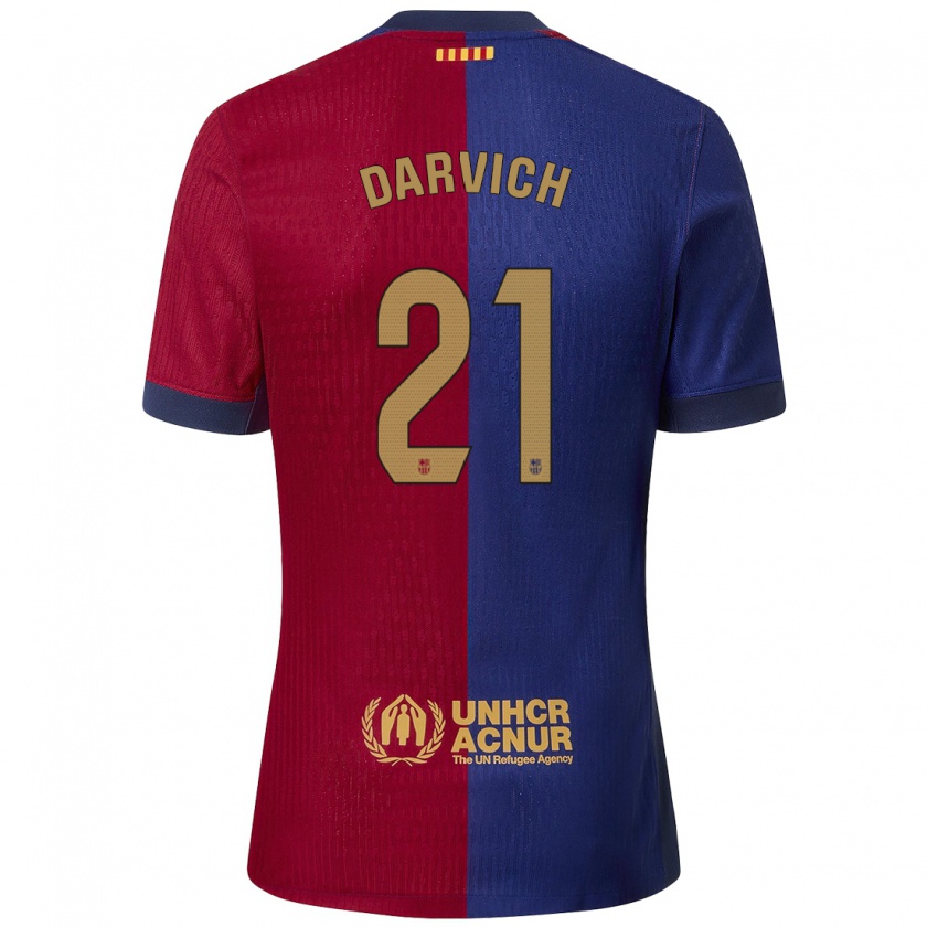 Kandiny Gyermek Noah Darvich #21 Kék Piros Hazai Jersey 2024/25 Mez Póló Ing