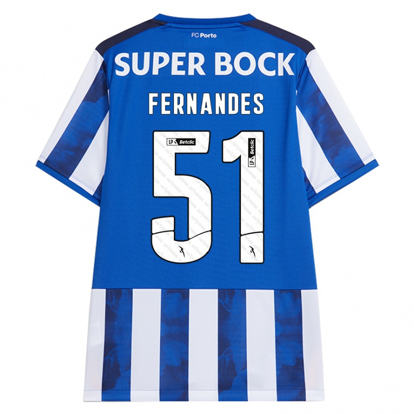 Kandiny Gyermek Diogo Fernandes #51 Kék Fehér Hazai Jersey 2024/25 Mez Póló Ing