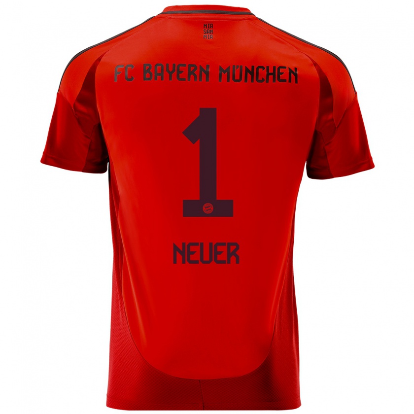 Kandiny Gyermek Manuel Neuer #1 Piros Hazai Jersey 2024/25 Mez Póló Ing