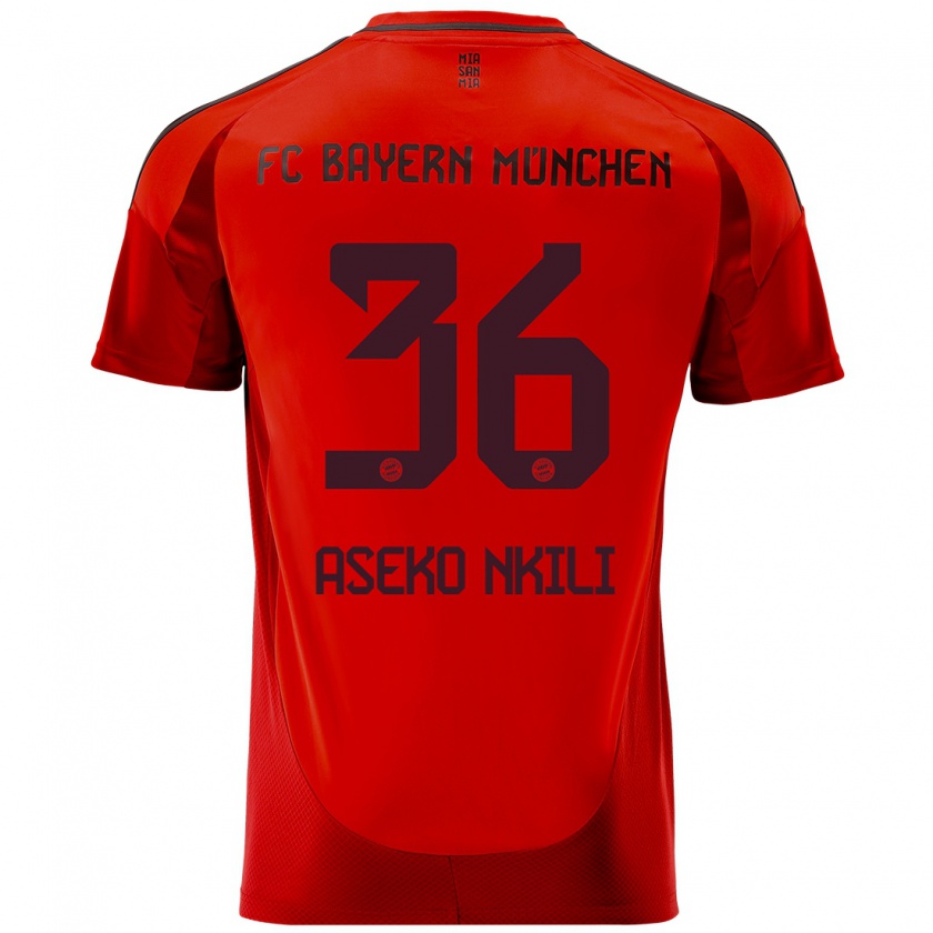 Kandiny Gyermek Noël Aséko Nkili #36 Piros Hazai Jersey 2024/25 Mez Póló Ing