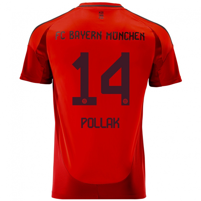 Kandiny Gyermek Florian Pollak #14 Piros Hazai Jersey 2024/25 Mez Póló Ing