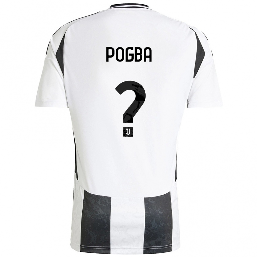 Kandiny Gyermek Paul Pogba #0 Fehér Fekete Hazai Jersey 2024/25 Mez Póló Ing