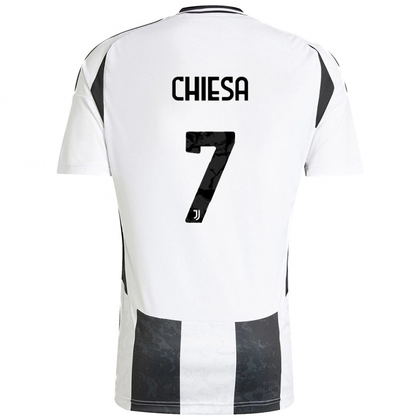 Kandiny Gyermek Federico Chiesa #7 Fehér Fekete Hazai Jersey 2024/25 Mez Póló Ing