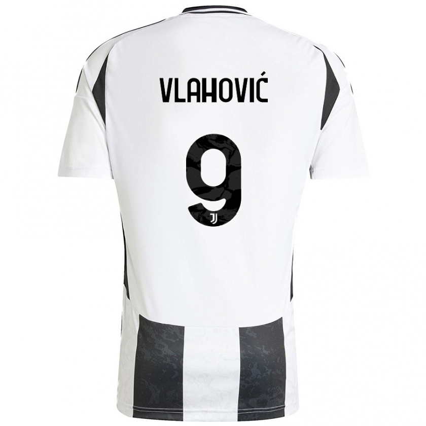 Kandiny Gyermek Dušan Vlahović #9 Fehér Fekete Hazai Jersey 2024/25 Mez Póló Ing