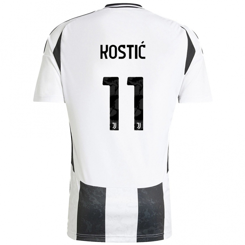 Kandiny Gyermek Filip Kostić #11 Fehér Fekete Hazai Jersey 2024/25 Mez Póló Ing