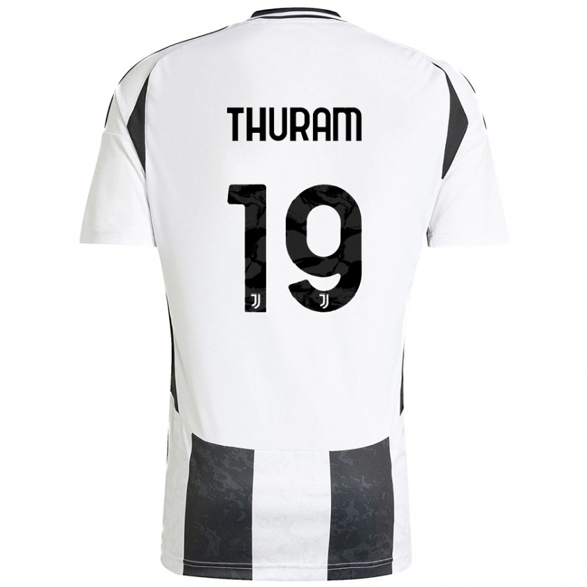 Kandiny Gyermek Khéphren Thuram #19 Fehér Fekete Hazai Jersey 2024/25 Mez Póló Ing