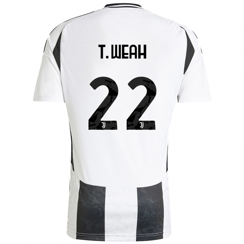 Kandiny Gyermek Timothy Weah #22 Fehér Fekete Hazai Jersey 2024/25 Mez Póló Ing