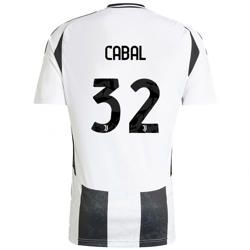 Kandiny Gyermek Juan Cabal #32 Fehér Fekete Hazai Jersey 2024/25 Mez Póló Ing