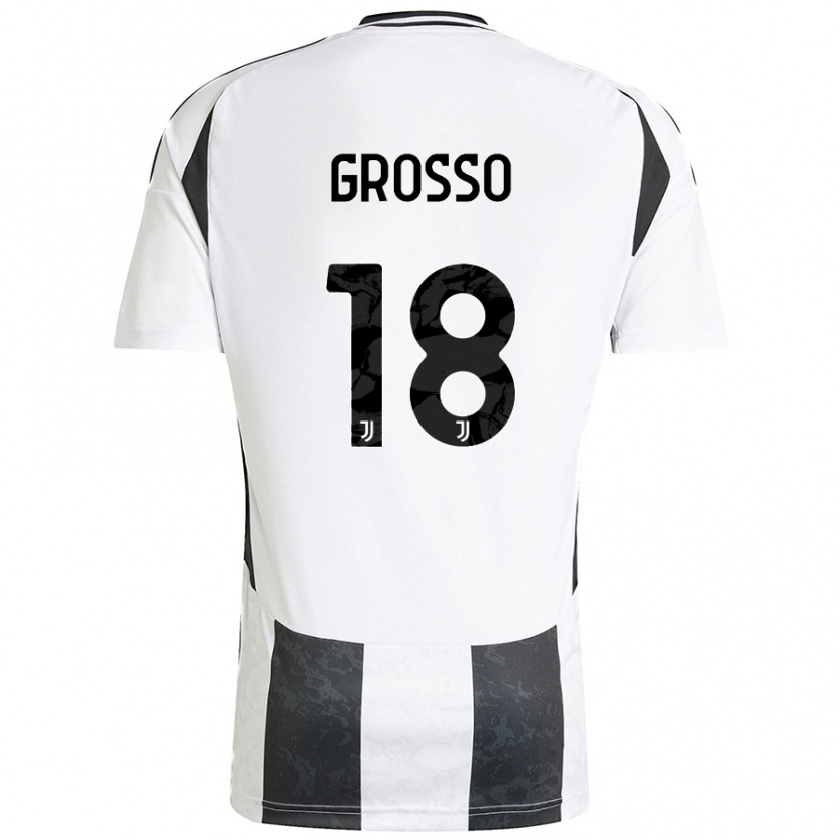 Kandiny Gyermek Filippo Grosso #18 Fehér Fekete Hazai Jersey 2024/25 Mez Póló Ing