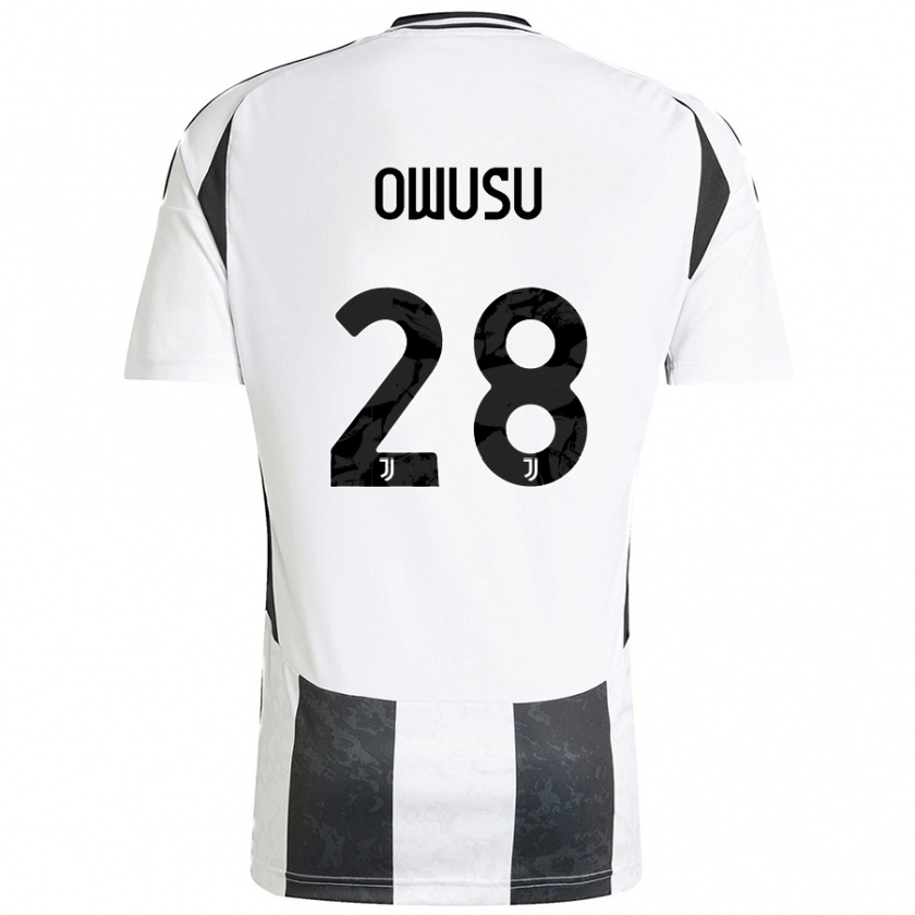 Kandiny Gyermek Augusto Owusu #28 Fehér Fekete Hazai Jersey 2024/25 Mez Póló Ing