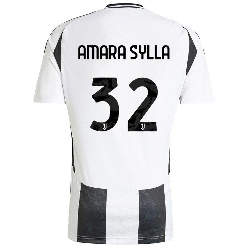 Kandiny Gyermek Idris Amara Sylla #32 Fehér Fekete Hazai Jersey 2024/25 Mez Póló Ing