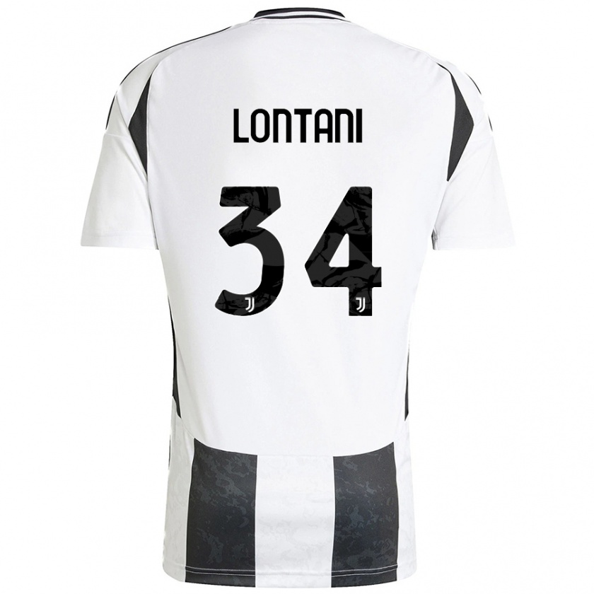 Kandiny Gyermek Matteo Lontani #34 Fehér Fekete Hazai Jersey 2024/25 Mez Póló Ing