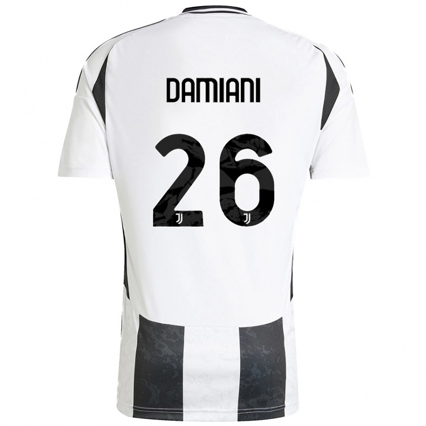 Kandiny Gyermek Samuele Damiani #26 Fehér Fekete Hazai Jersey 2024/25 Mez Póló Ing