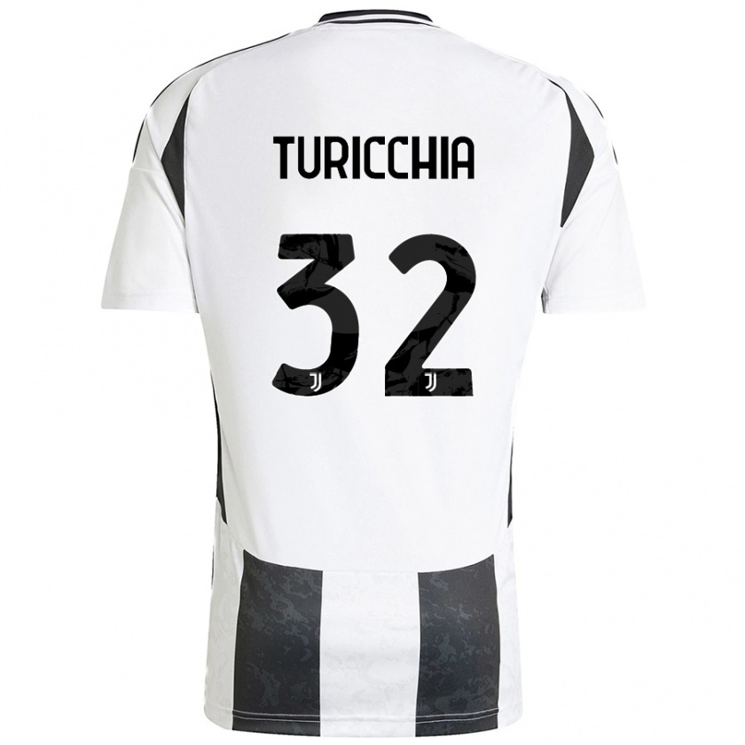 Kandiny Gyermek Riccardo Turicchia #32 Fehér Fekete Hazai Jersey 2024/25 Mez Póló Ing