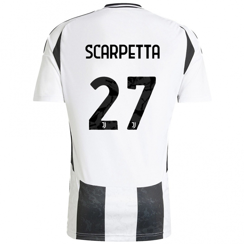 Kandiny Gyermek Jacopo Scarpetta #27 Fehér Fekete Hazai Jersey 2024/25 Mez Póló Ing