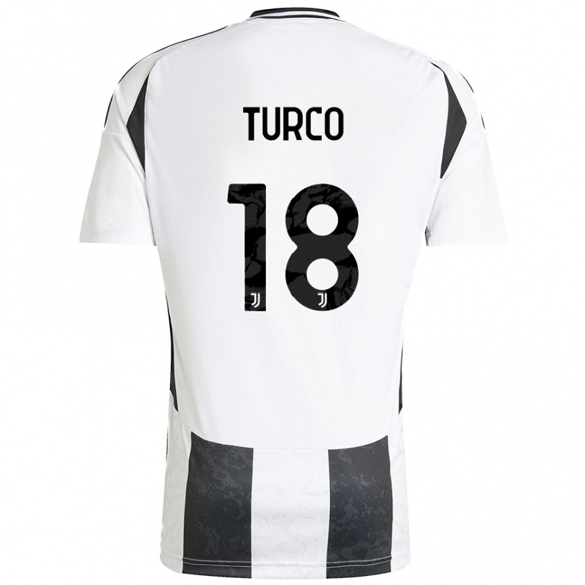 Kandiny Gyermek Nicolo Turco #18 Fehér Fekete Hazai Jersey 2024/25 Mez Póló Ing