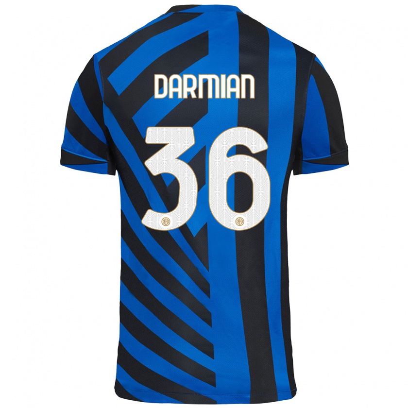 Kandiny Gyermek Matteo Darmian #36 Kék Fekete Hazai Jersey 2024/25 Mez Póló Ing