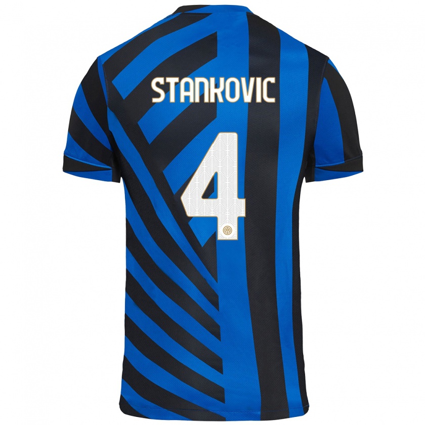 Kandiny Gyermek Aleksandar Stankovic #4 Kék Fekete Hazai Jersey 2024/25 Mez Póló Ing