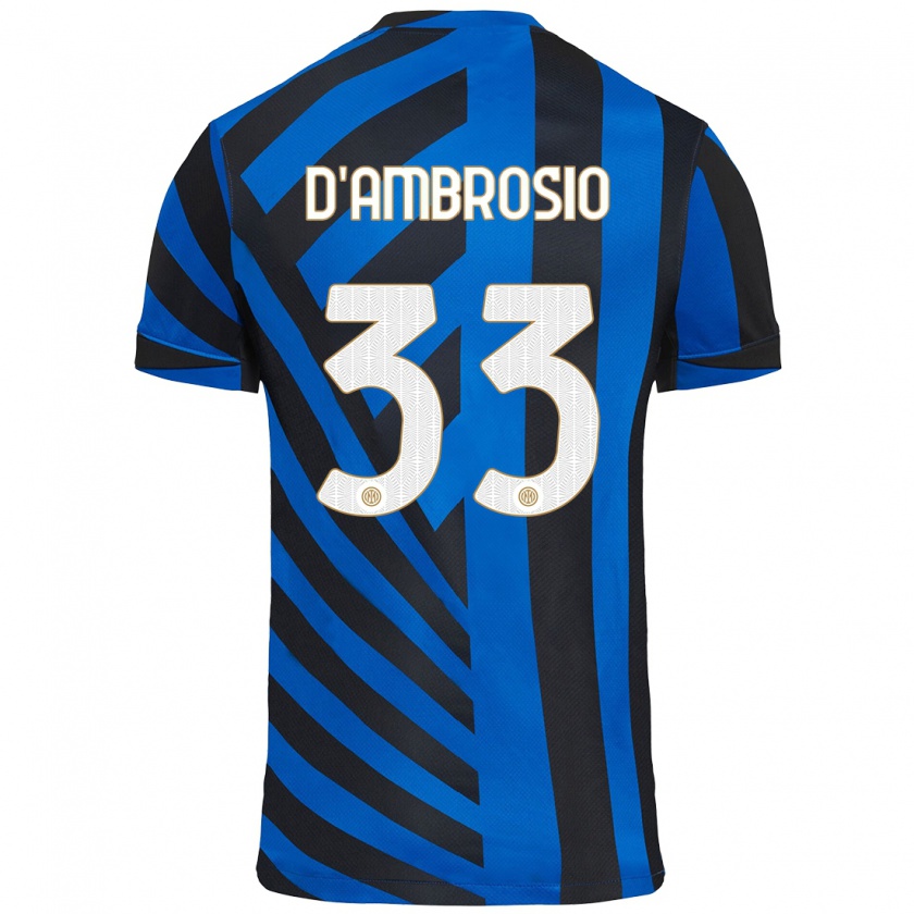 Kandiny Gyermek Danilo D'ambrosio #33 Kék Fekete Hazai Jersey 2024/25 Mez Póló Ing