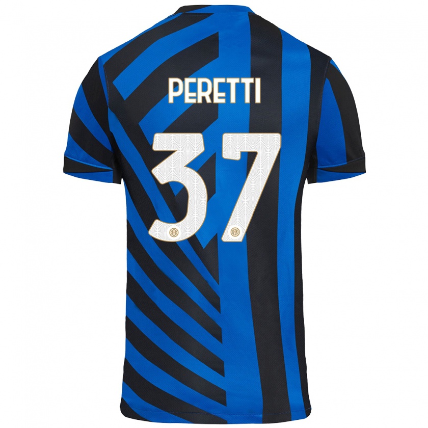 Kandiny Gyermek Lorenzo Peretti #37 Kék Fekete Hazai Jersey 2024/25 Mez Póló Ing