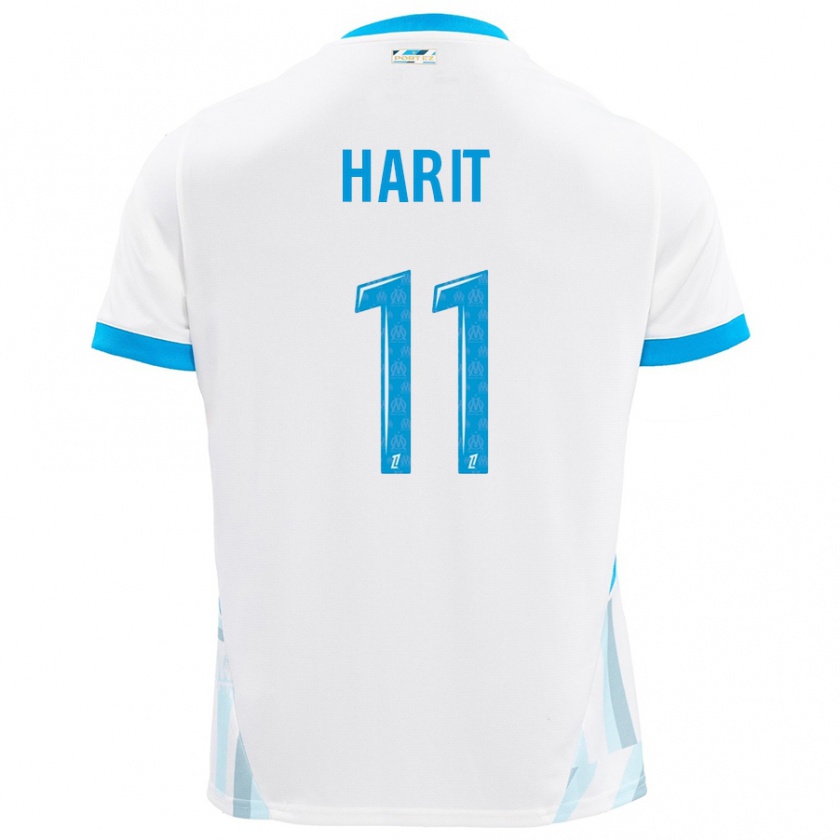 Kandiny Gyermek Amine Harit #11 Fehér Ég Kék Hazai Jersey 2024/25 Mez Póló Ing