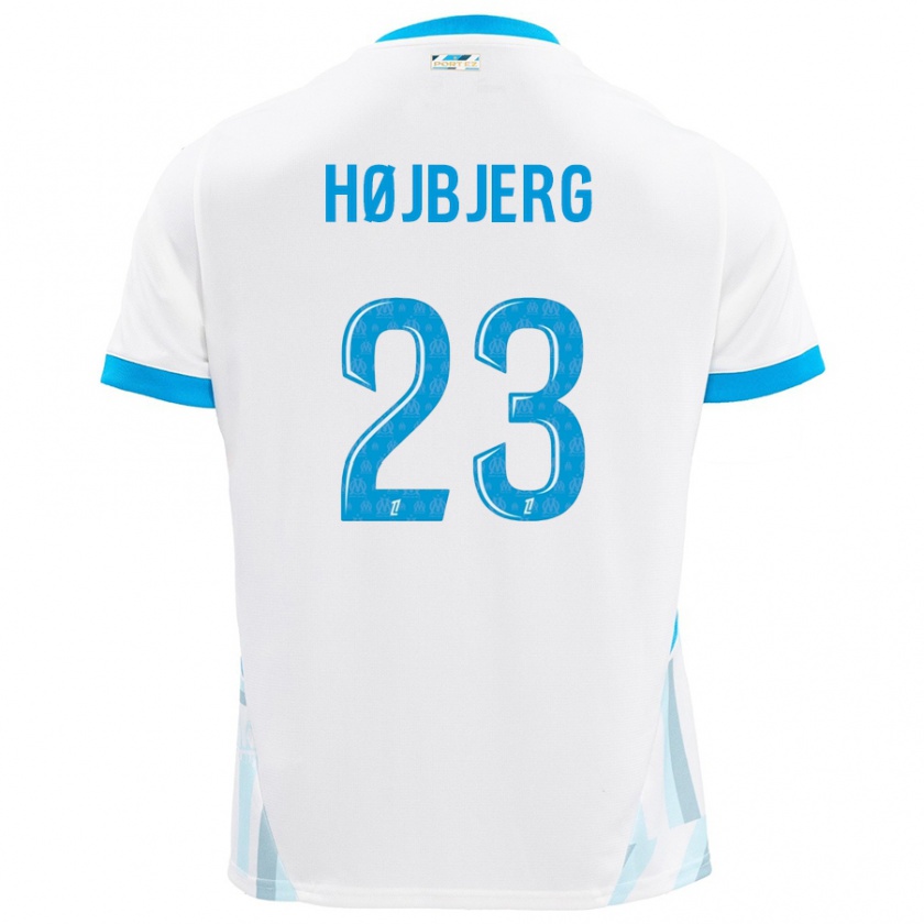 Kandiny Gyermek Pierre-Emile Højbjerg #23 Fehér Ég Kék Hazai Jersey 2024/25 Mez Póló Ing