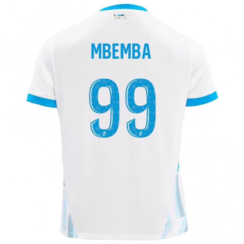 Kandiny Gyermek Chancel Mbemba #99 Fehér Ég Kék Hazai Jersey 2024/25 Mez Póló Ing