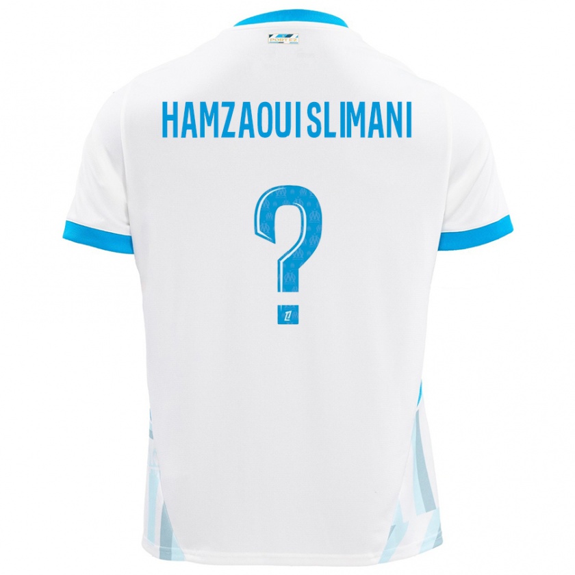 Kandiny Gyermek Hilan Hamzaoui Slimani #0 Fehér Ég Kék Hazai Jersey 2024/25 Mez Póló Ing