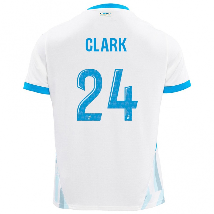 Kandiny Gyermek Ashley Clark #24 Fehér Ég Kék Hazai Jersey 2024/25 Mez Póló Ing