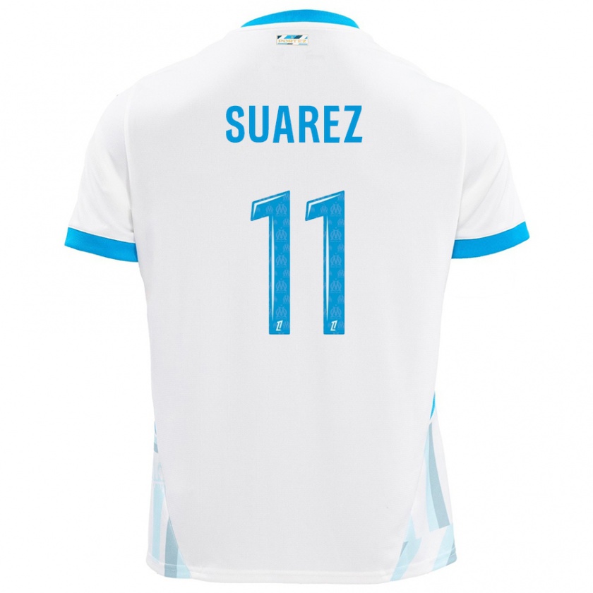 Kandiny Gyermek Luis Suarez #11 Fehér Ég Kék Hazai Jersey 2024/25 Mez Póló Ing