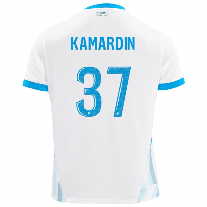 Kandiny Gyermek Aaron Kamardin #37 Fehér Ég Kék Hazai Jersey 2024/25 Mez Póló Ing