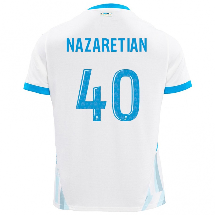 Kandiny Gyermek Manuel Nazaretian #40 Fehér Ég Kék Hazai Jersey 2024/25 Mez Póló Ing