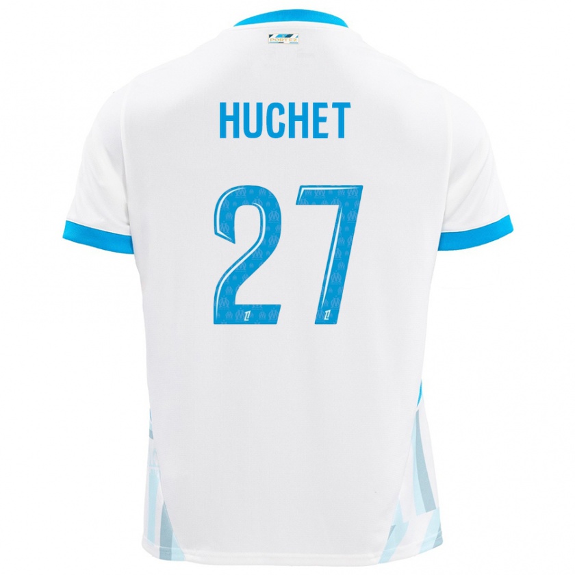 Kandiny Gyermek Sarah Huchet #27 Fehér Ég Kék Hazai Jersey 2024/25 Mez Póló Ing