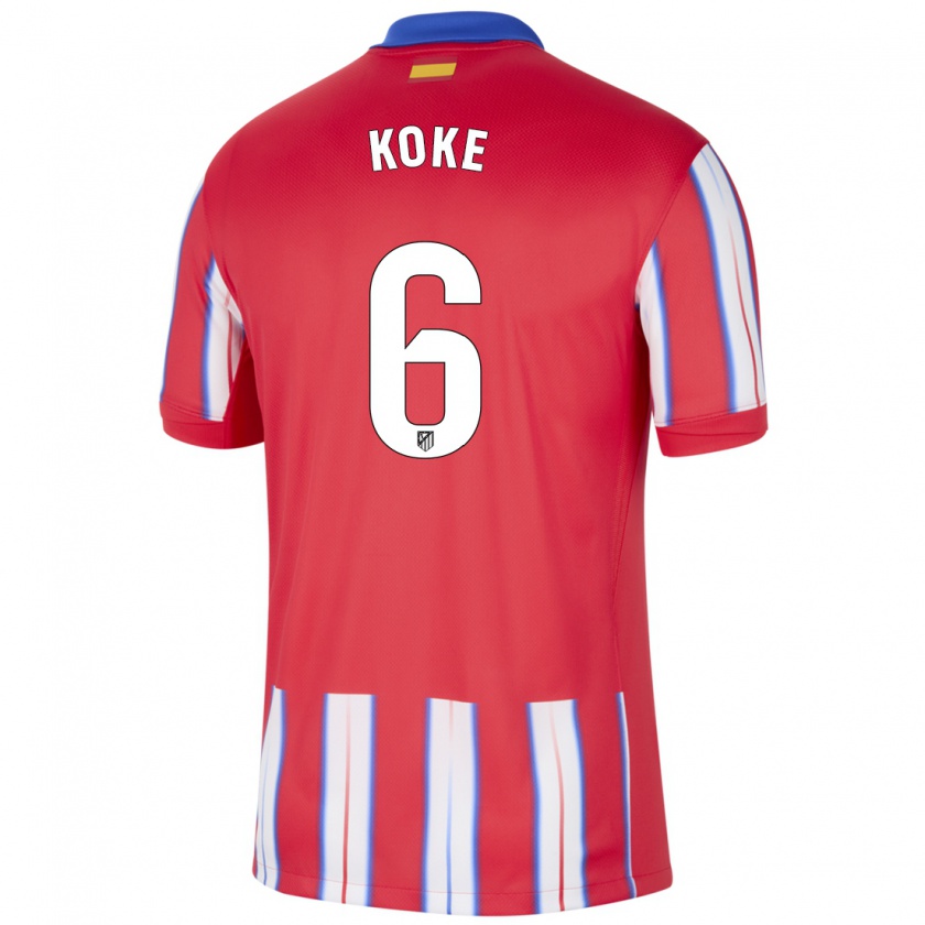 Kandiny Gyermek Koke #6 Piros Fehér Kék Hazai Jersey 2024/25 Mez Póló Ing