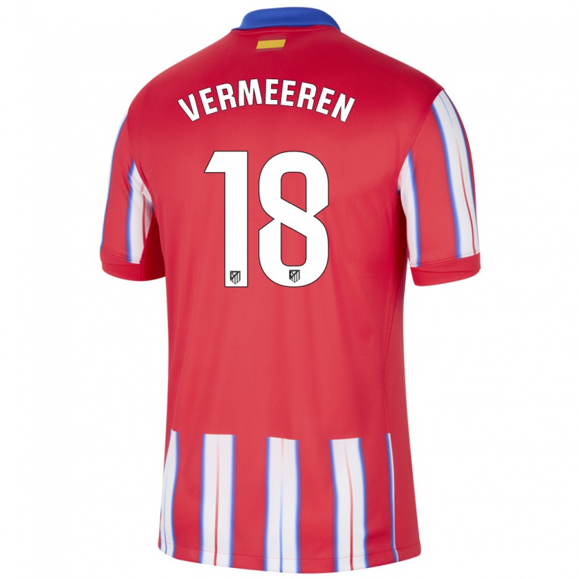 Kandiny Gyermek Arthur Vermeeren #18 Piros Fehér Kék Hazai Jersey 2024/25 Mez Póló Ing