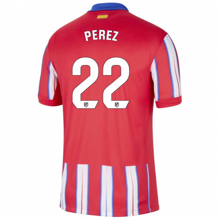 Kandiny Gyermek Pablo Pérez #22 Piros Fehér Kék Hazai Jersey 2024/25 Mez Póló Ing