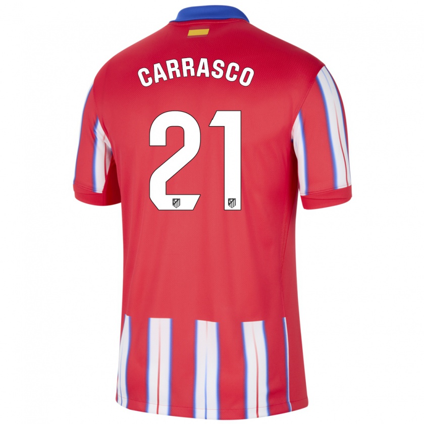 Kandiny Gyermek Yannick Carrasco #21 Piros Fehér Kék Hazai Jersey 2024/25 Mez Póló Ing